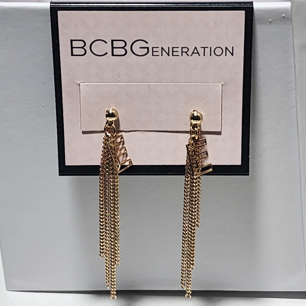 Bcbgeneration Letter "E" Goldtone tassel earrings
